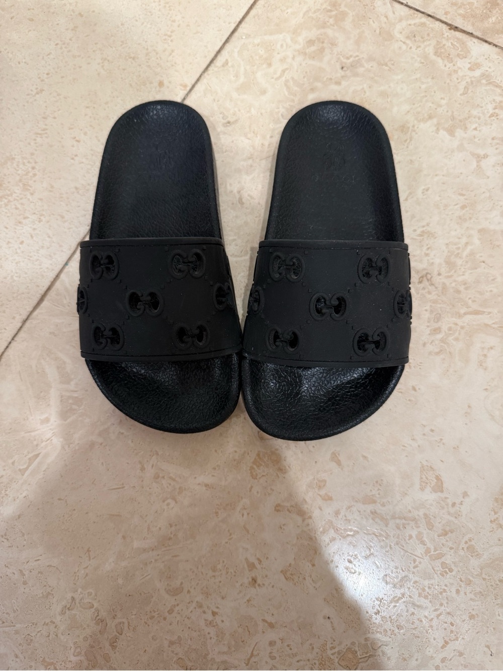 Kids Guc Inspired Black Slide Sandals